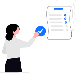Woman checking off tasks on a list, ensuring Accuracy & Compliance for multiple documents and processes.