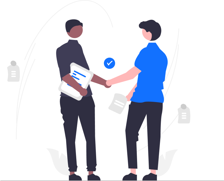 Two people shaking hands, one holding documents, symbolizing a successful agreement for Form ID Compliance