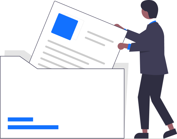 Person filing a digital document into a folder, symbolizing streamlined EDGAR conversion and document management