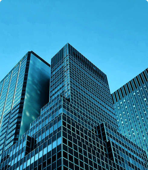Sleek blue glass skyscrapers dominate the sky, representing robust corporate infrastructure for IXBRL filing