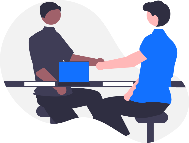 Two people shaking hands over a laptop at a desk, symbolizing collaboration and Editorial Support