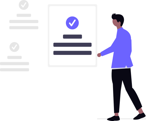 Man reviewing a document with checkmarks, illustrating clear Pricing & Services. Completed items also visible.