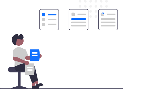 Person reviews documents and digital screens displaying checklists and reports, ensuring Print Compliance