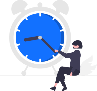 Person adjusting a large clock, symbolizing Responsiveness & Efficiency in time management and meeting deadlines